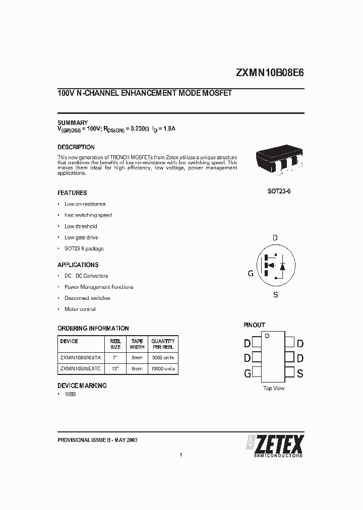 ZXMN10B08E6TC_1339844.PDF Datasheet