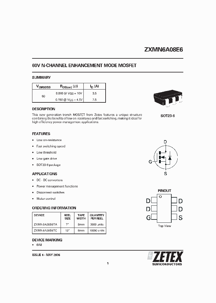 ZXMN6A08E606_1339883.PDF Datasheet