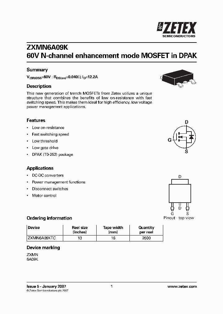 ZXMN6A09K07_1339890.PDF Datasheet