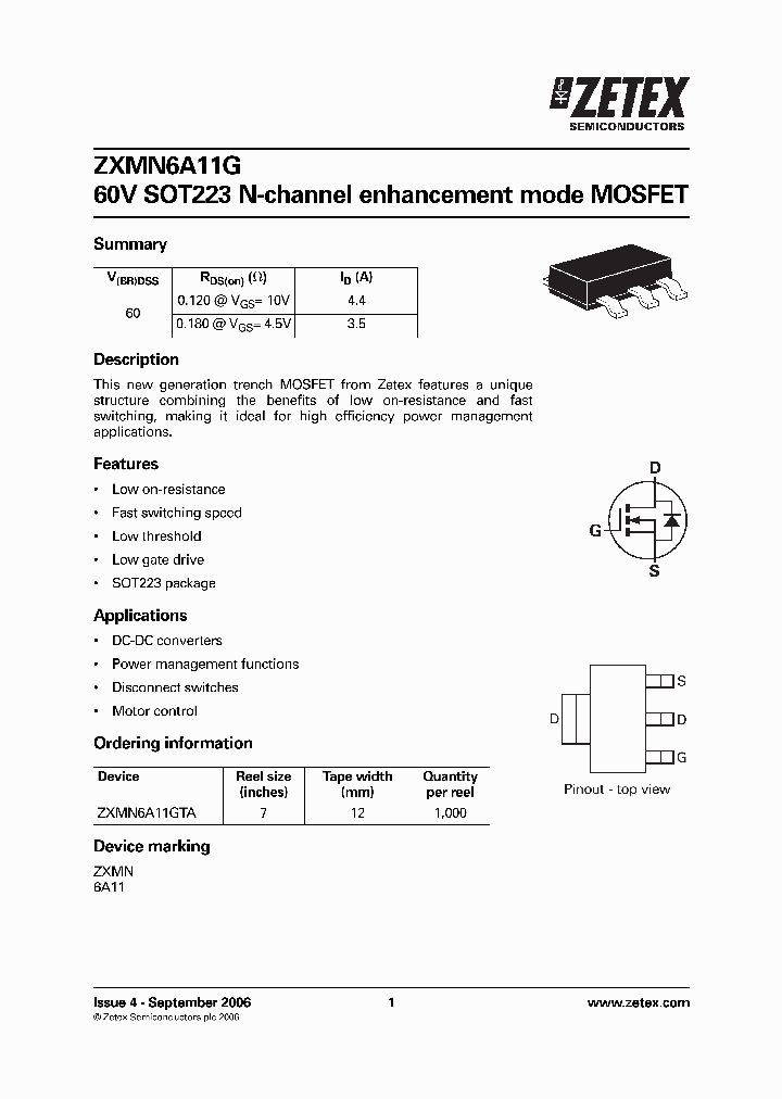 ZXMN6A11GTA_1055615.PDF Datasheet