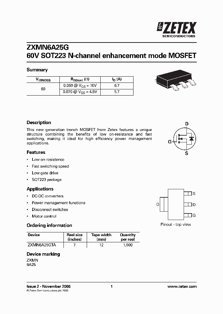 ZXMN6A25GTA_1339900.PDF Datasheet