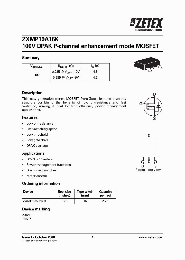 ZXMP10A16KTC_1339904.PDF Datasheet