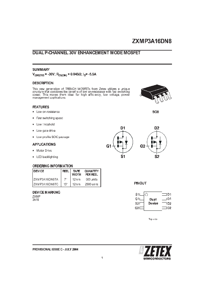 ZXMP3A16DN8TC_1339913.PDF Datasheet