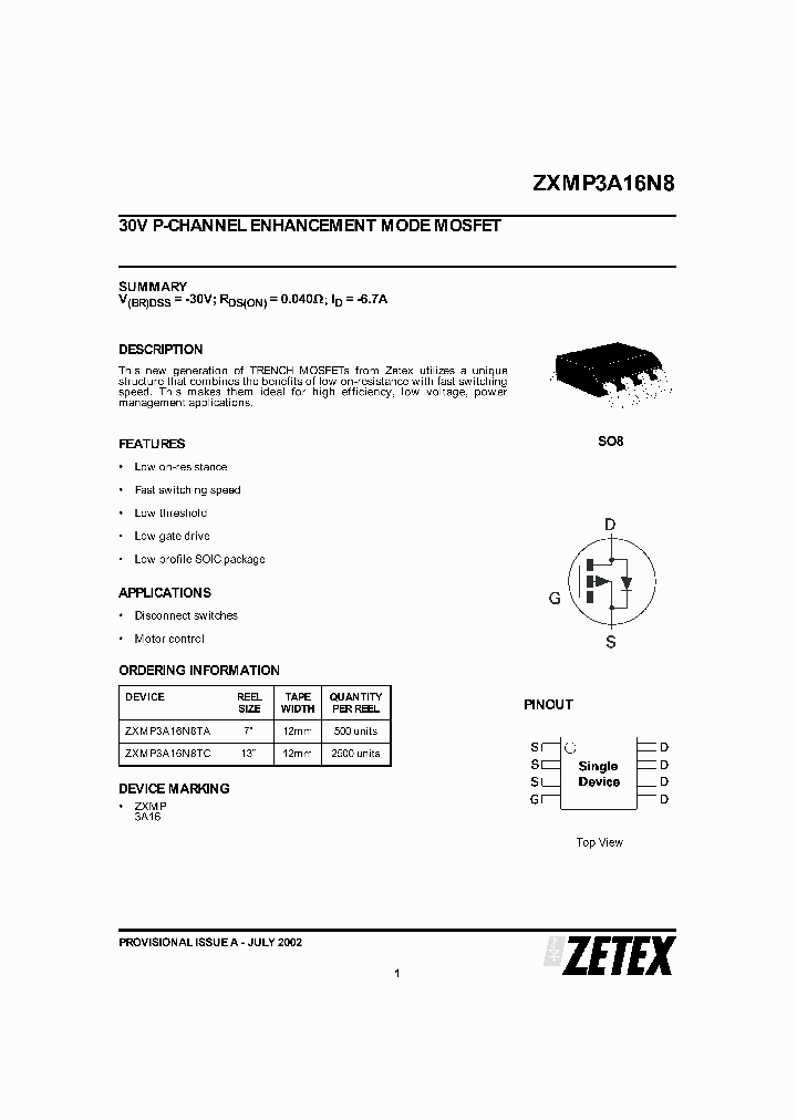 ZXMP3A16N8TC_1339917.PDF Datasheet