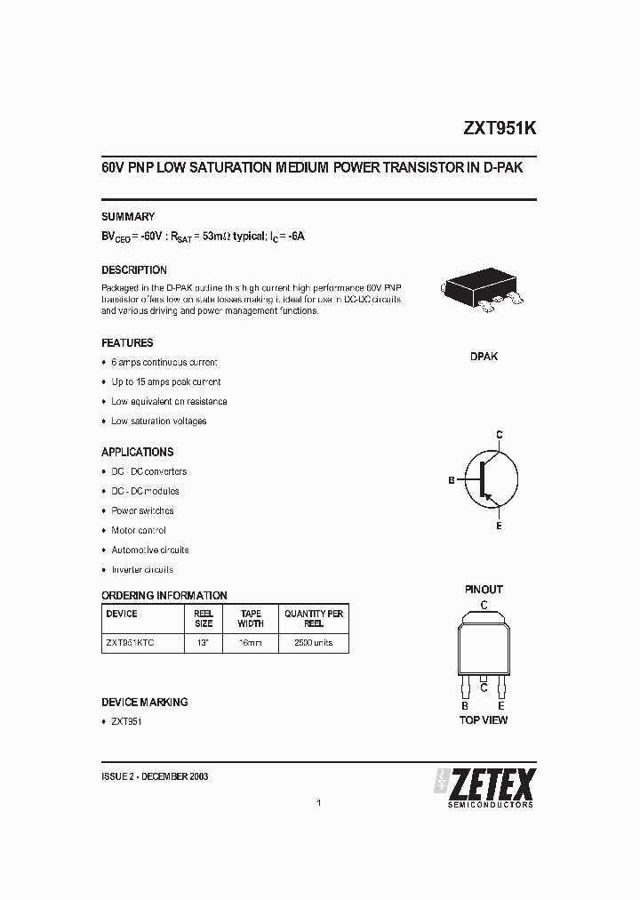 ZXT951KTC_1339976.PDF Datasheet