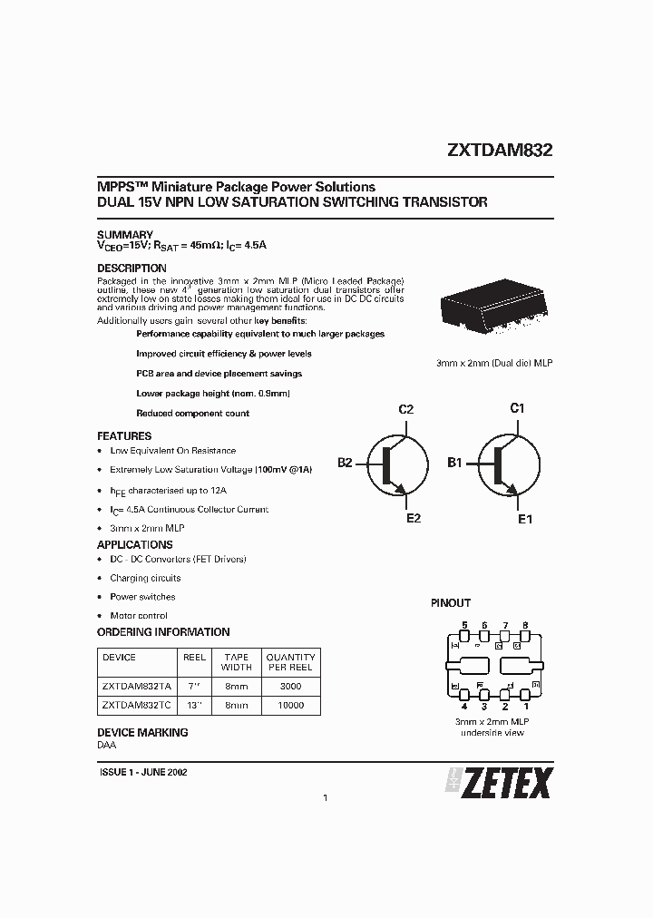 ZXTDAM832TC_1339992.PDF Datasheet