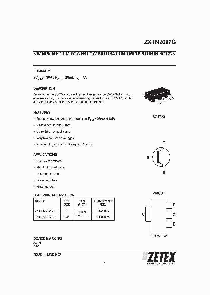 ZXTN2007GTC_1340011.PDF Datasheet
