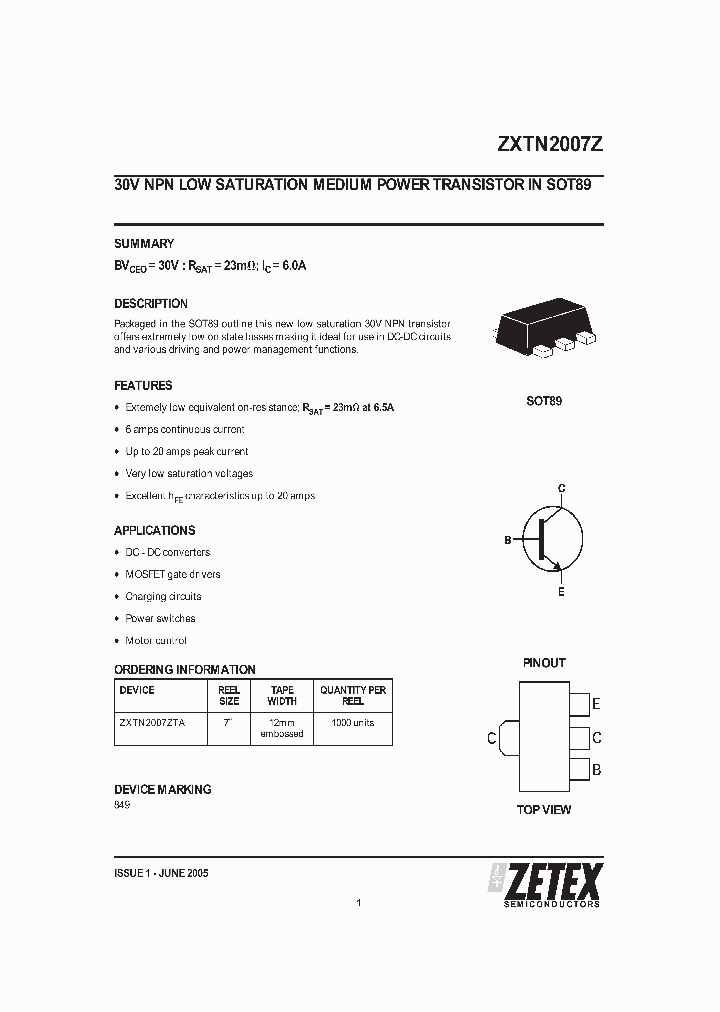 ZXTN2007ZTA_1340012.PDF Datasheet