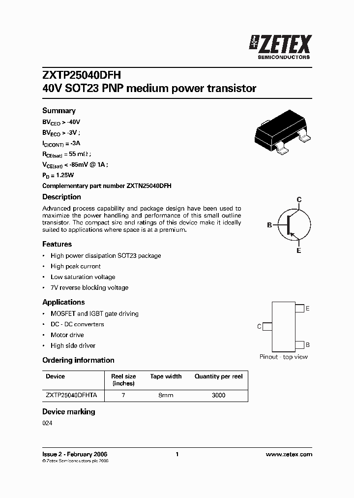 ZXTP25040DFHTA_1340066.PDF Datasheet