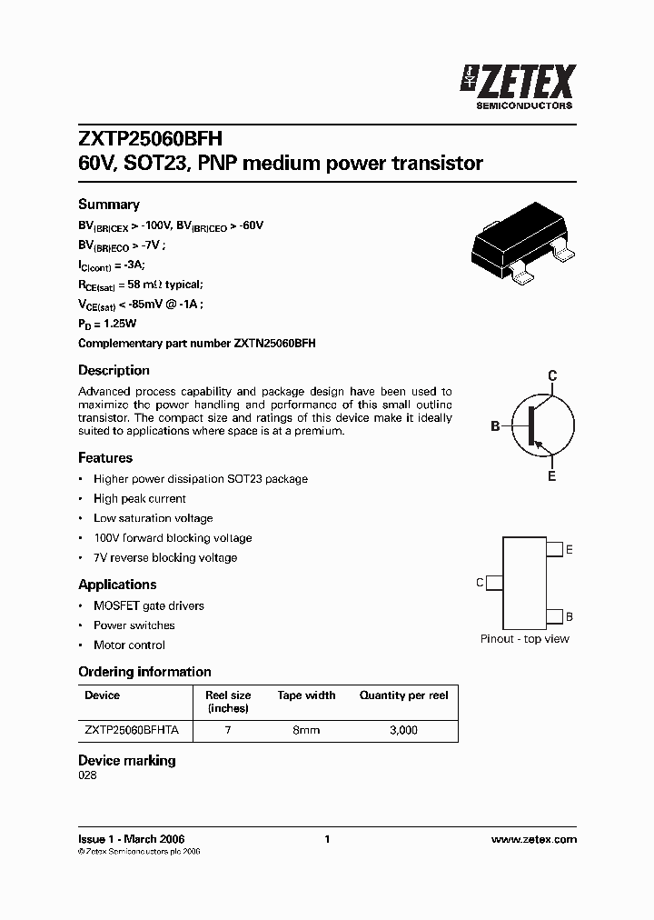 ZXTP25060BFHTA_1340068.PDF Datasheet