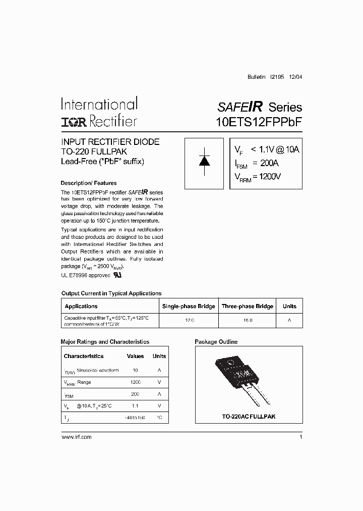 10ETS12FPPBF_4136122.PDF Datasheet