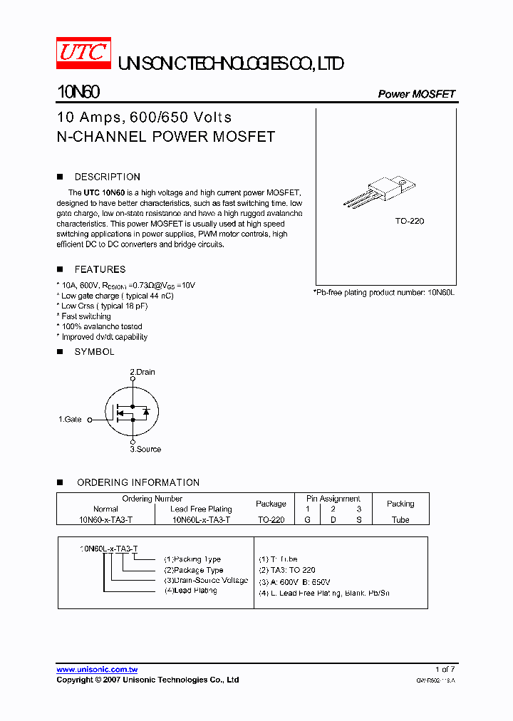 10N60L-A-TA3-T_4133304.PDF Datasheet