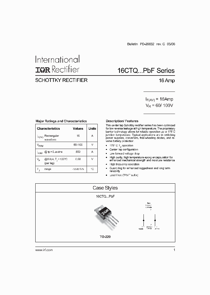 16CTQ100PBF_4134152.PDF Datasheet
