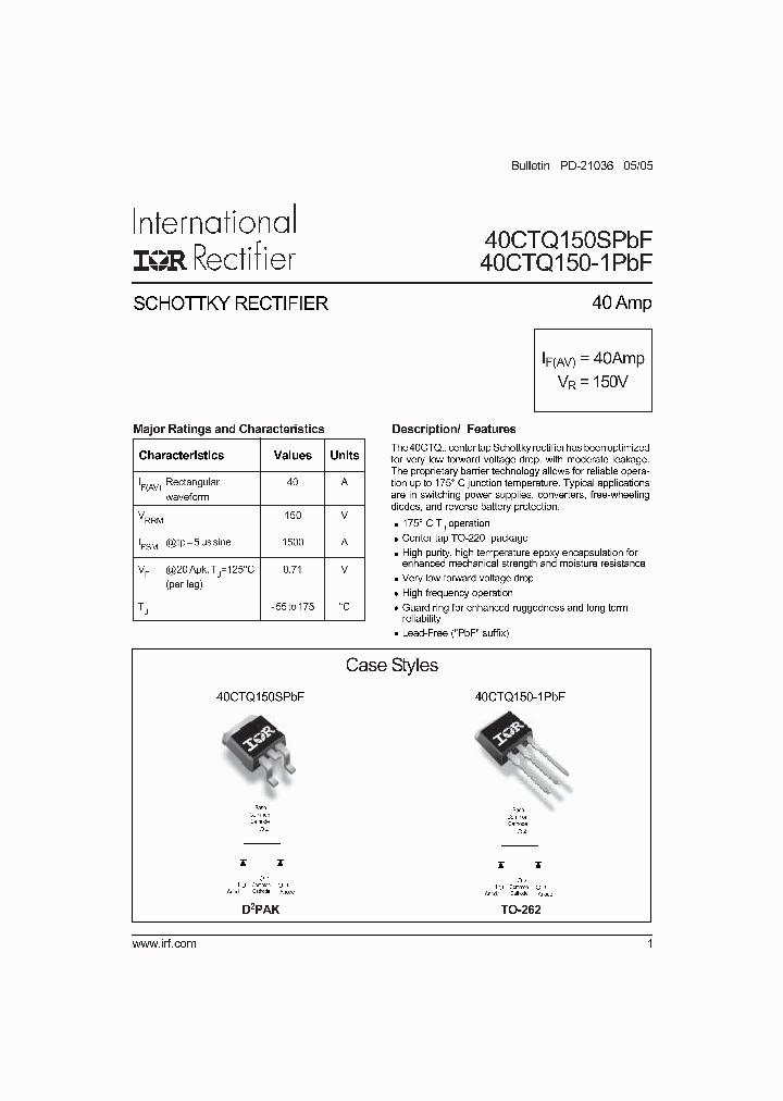 40CTQ150STRLPBF_4121148.PDF Datasheet