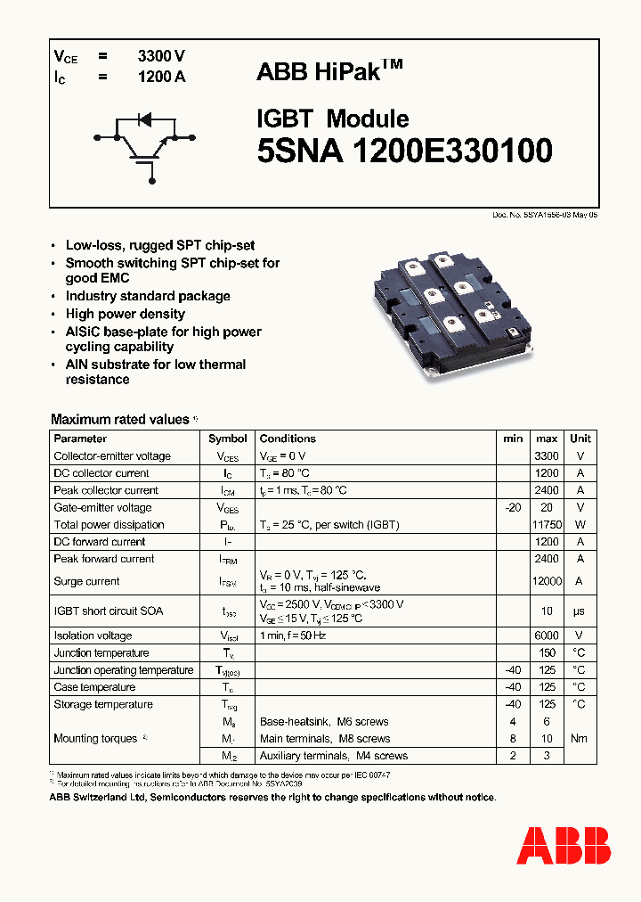 5SNA1200E3301_4157456.PDF Datasheet