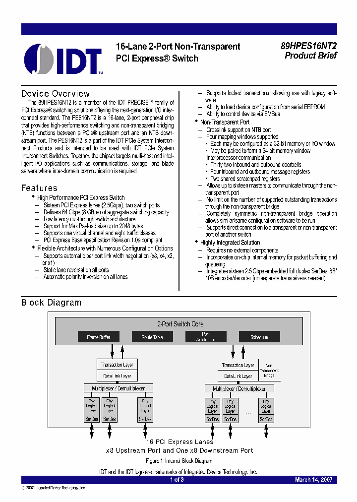 89HPES16NT2_4116927.PDF Datasheet