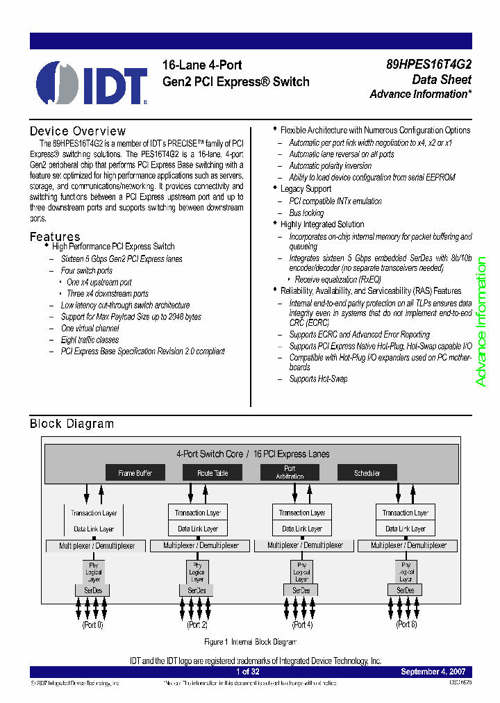 89HPES16T4G2_4116928.PDF Datasheet