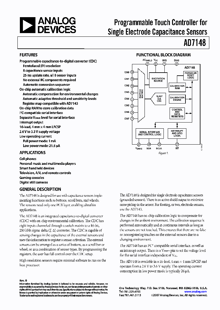 AD7148ACPZ-1REEL_4137678.PDF Datasheet