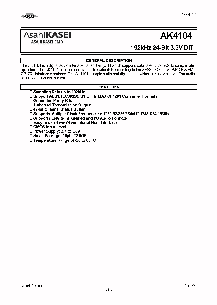AK4104ET_4122795.PDF Datasheet