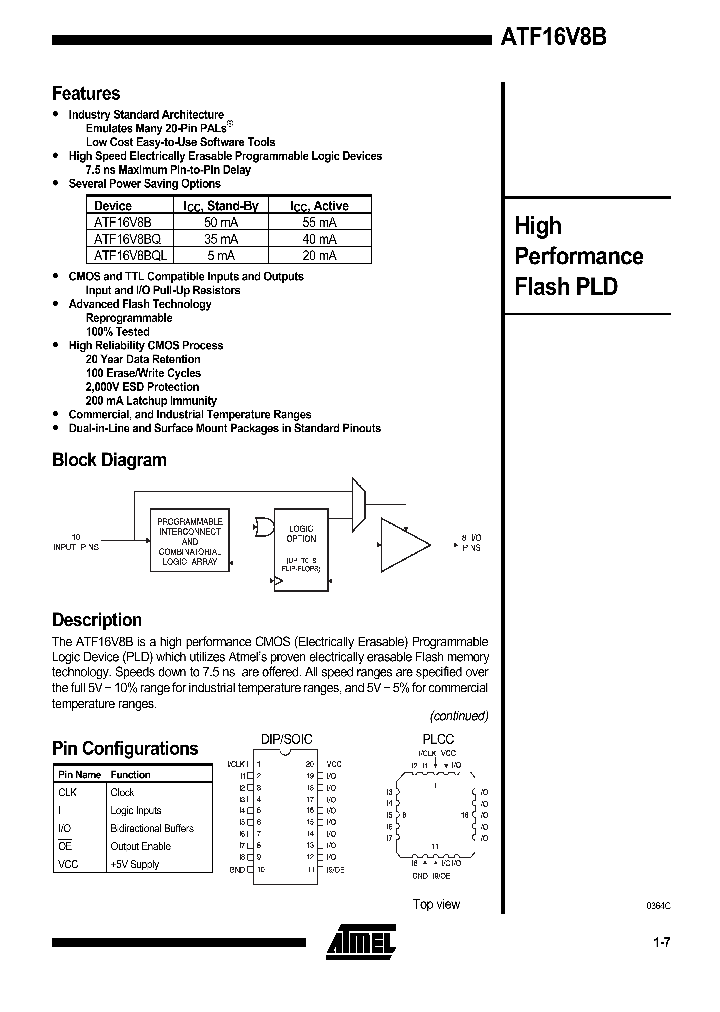 ATF16V8B-15JC_4145347.PDF Datasheet