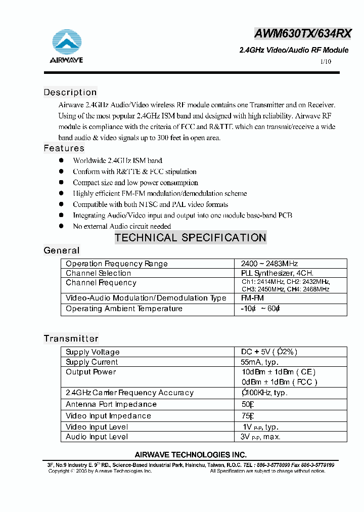 AWM634TX_4123223.PDF Datasheet