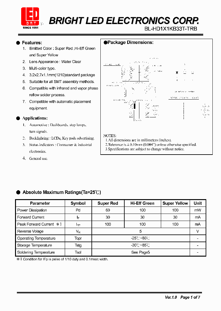 BL-HD1X1KB33T-TRB_4138264.PDF Datasheet