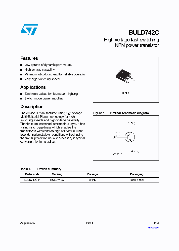 BULD742CT4_4132722.PDF Datasheet