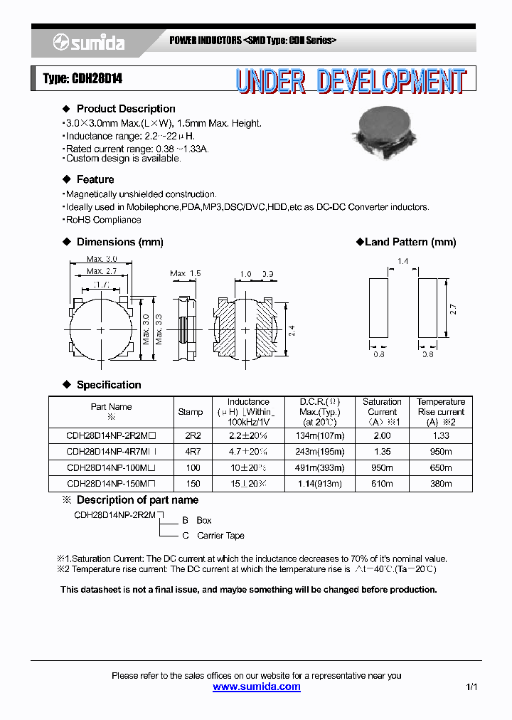 CDH28D14NP-4R7M_4137840.PDF Datasheet