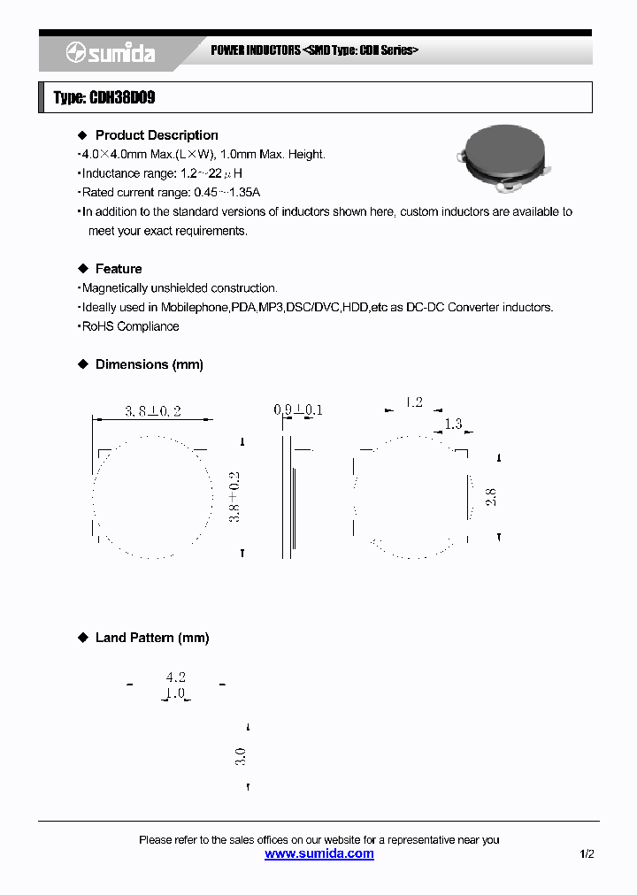 CDH38D09NP-2R2M_4137826.PDF Datasheet