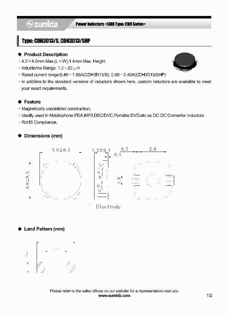 CDH3D13SNP-2R5M_4137802.PDF Datasheet