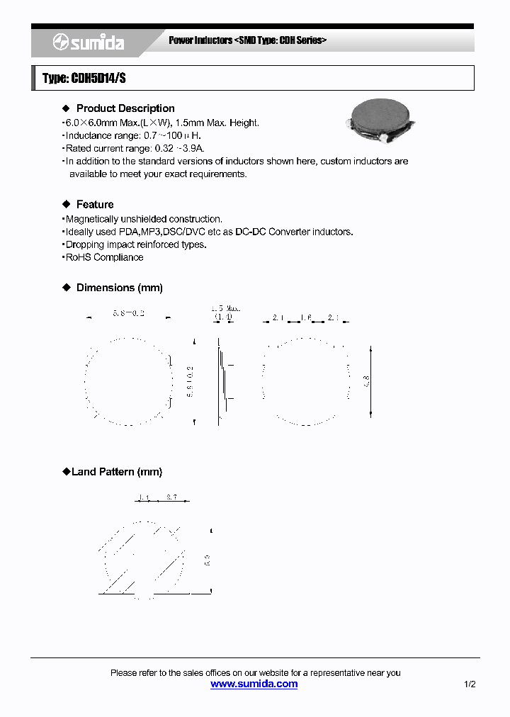 CDH5D14SNP-1R6M_4137776.PDF Datasheet