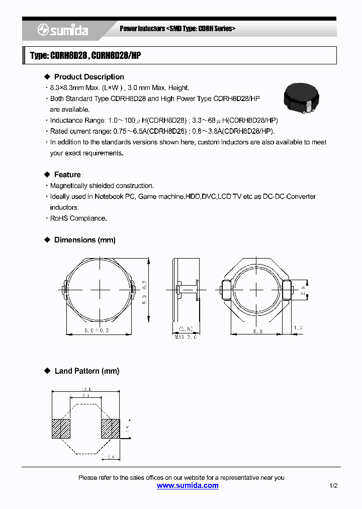 CDRH8D28NP-2R5NB_4144801.PDF Datasheet