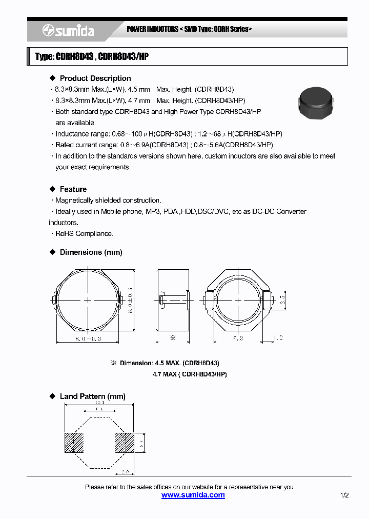CDRH8D43HPNP-100NB_4137491.PDF Datasheet