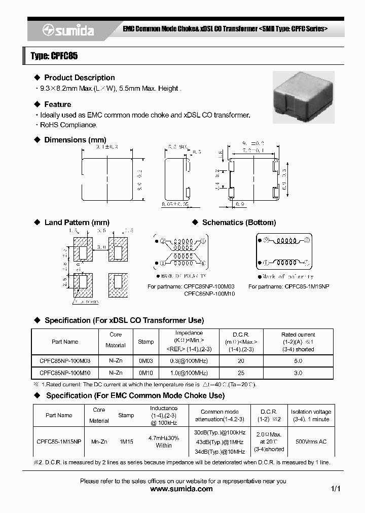 CPFC85NP-100M10_4136498.PDF Datasheet
