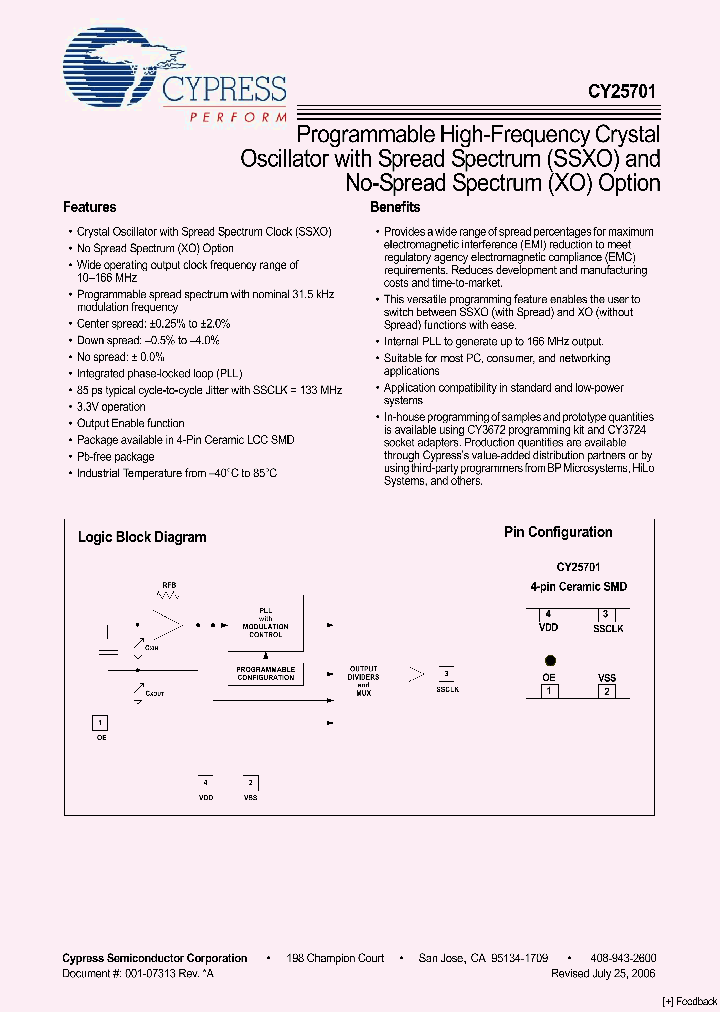 CY25701LXCZZZT_4165072.PDF Datasheet