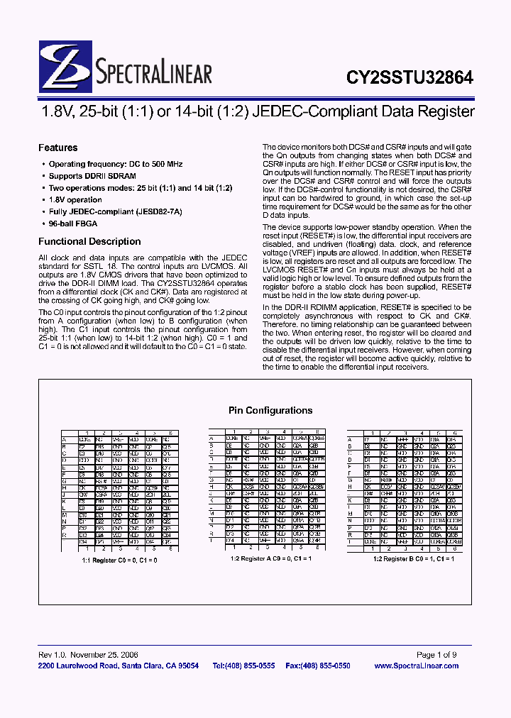 CY2SSTU32864BFXC_4140416.PDF Datasheet