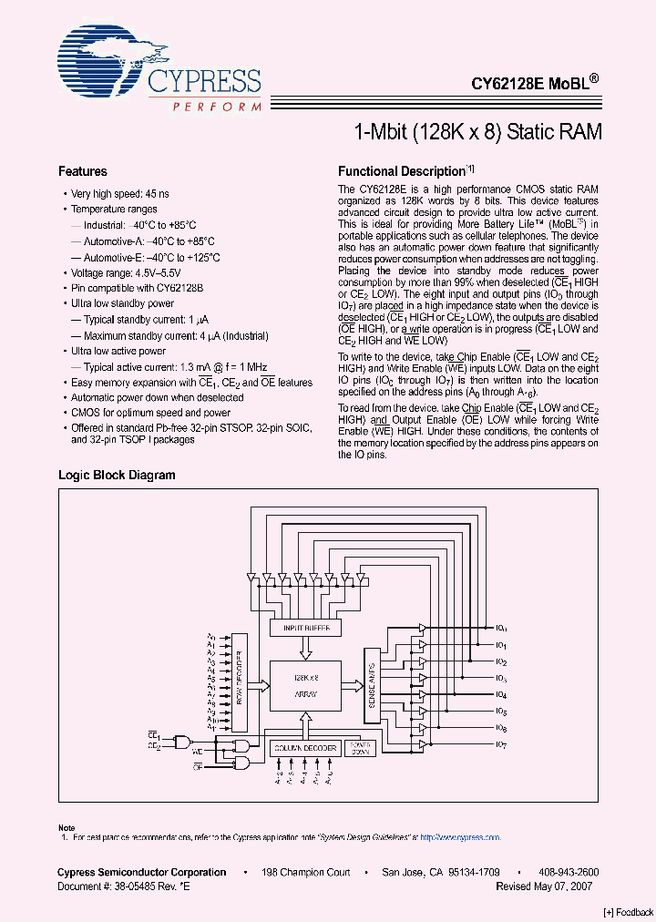 CY62128ELL-45ZAXI_4111092.PDF Datasheet