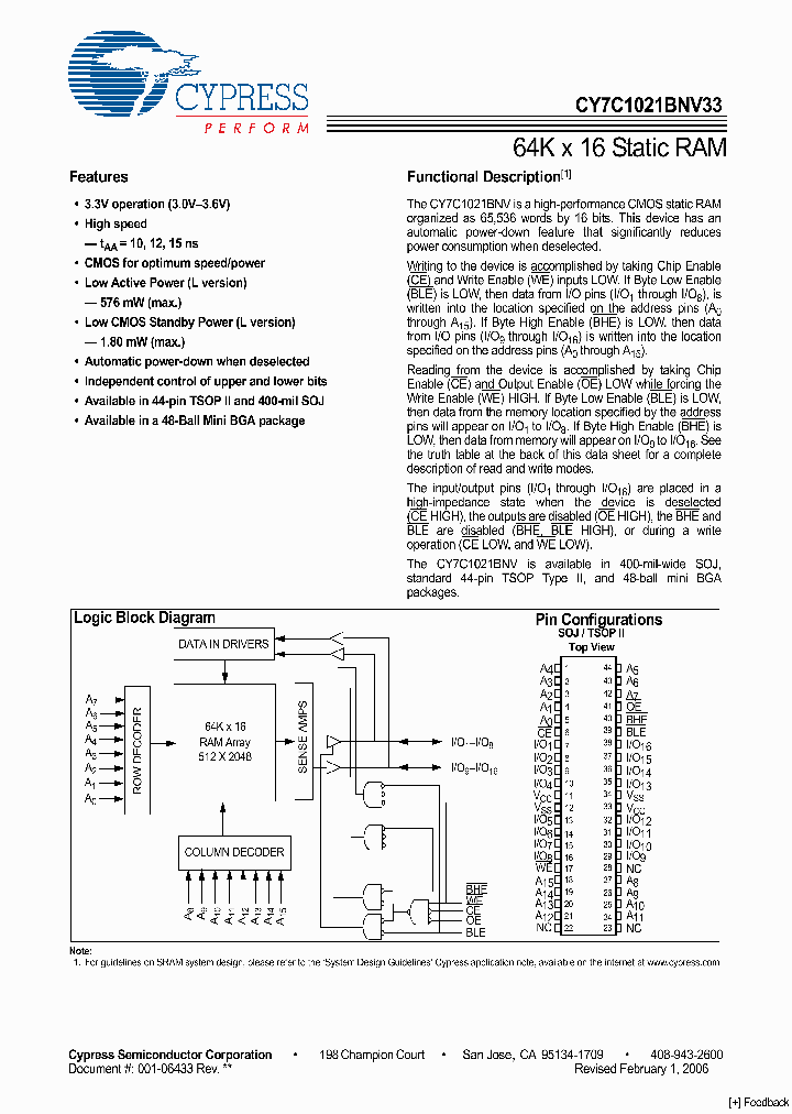 CY7C1021BNV33_4150192.PDF Datasheet