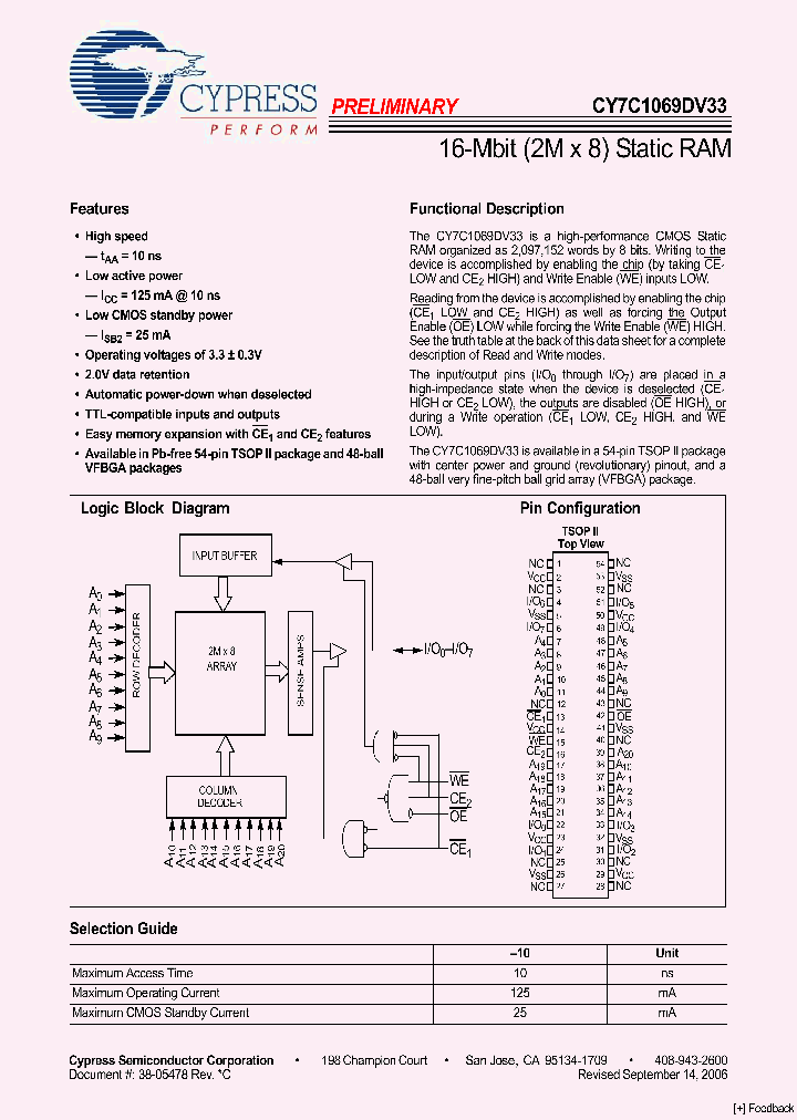 CY7C1069DV33-10BVXI_4155353.PDF Datasheet