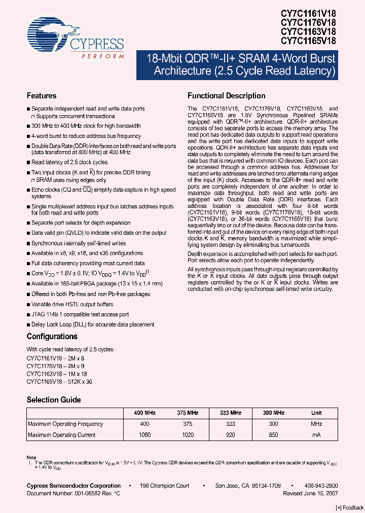 CY7C1161V18_4146421.PDF Datasheet