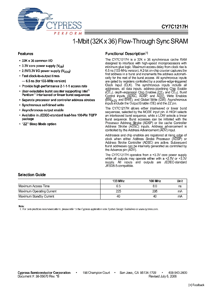 CY7C1217H_4113681.PDF Datasheet