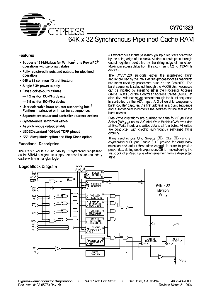CY7C1329-100AI_4164787.PDF Datasheet