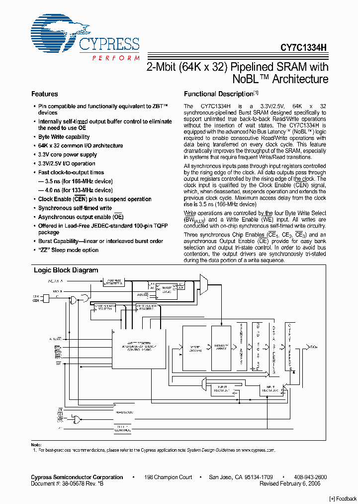 CY7C1334H-133AXC_4157758.PDF Datasheet