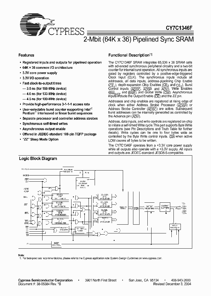 CY7C1346F-100AC_4153956.PDF Datasheet