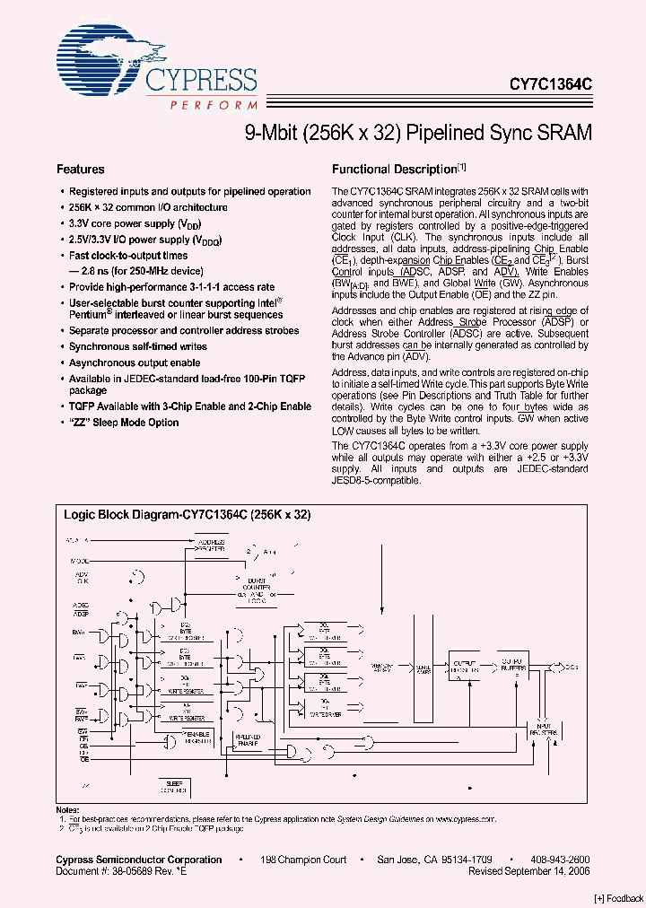 CY7C1364C_4109294.PDF Datasheet