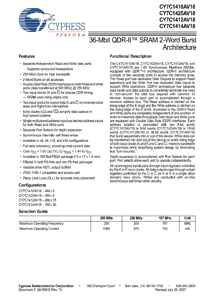 CY7C1414AV18-167BZI_4109247.PDF Datasheet