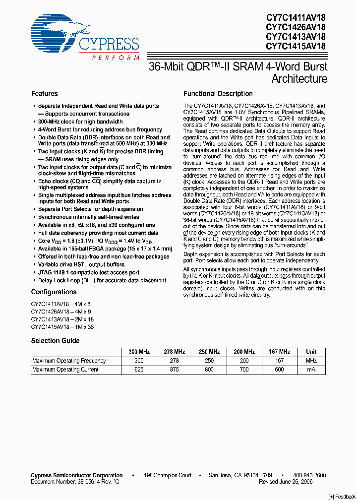 CY7C1413AV18-167BZC_4109059.PDF Datasheet