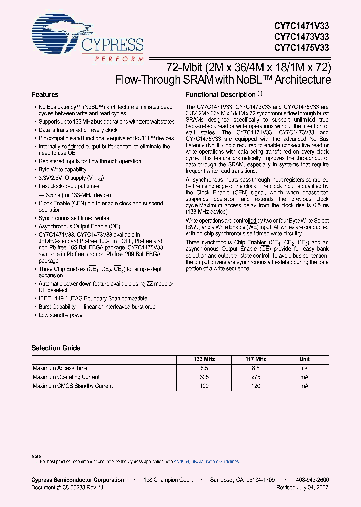 CY7C1471V33-133AXC_4145771.PDF Datasheet