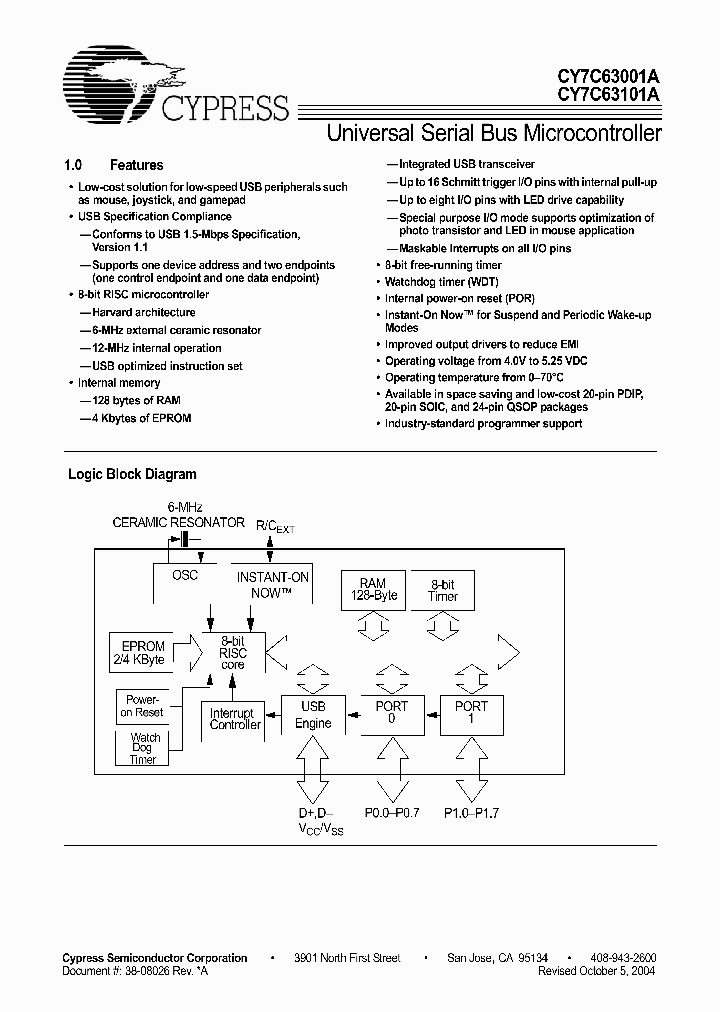 CY7C63101A-QXC_4152776.PDF Datasheet