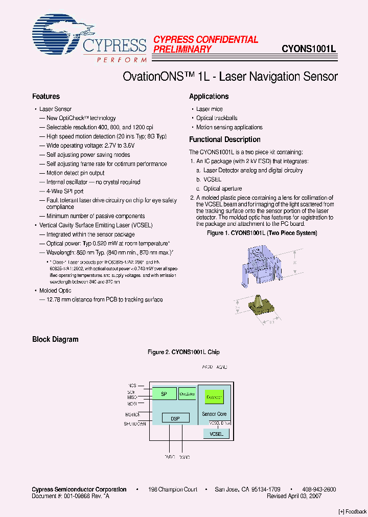 CYONSLENS1001-C_4147955.PDF Datasheet